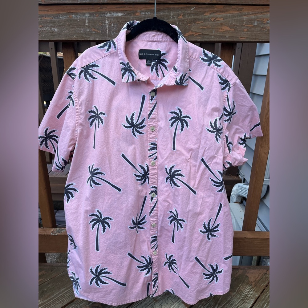 No Boundaries Pink Palm Print Men's Shirt